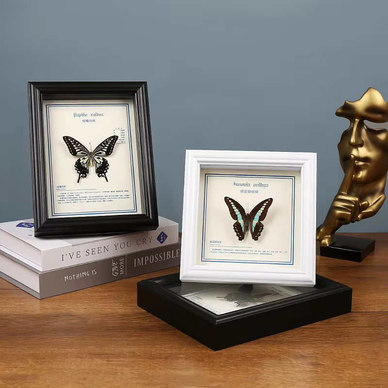 CHENGWEI Schmetterlings-Box-Rahmen im europäischen Stil aus Holz mit floralem Design als 3D Schattenbox zur Insekten-Ausstellung und Heimdekoration - Bild 2