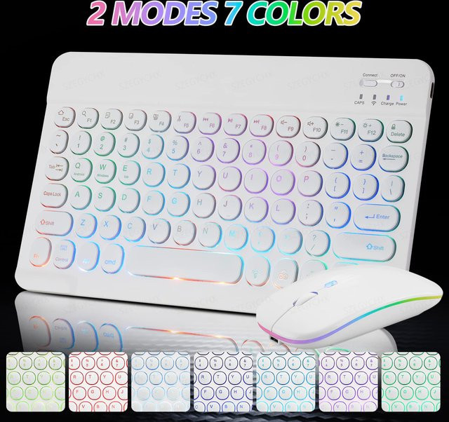 SZEGYCHX Bluetooth Wireless Magic Tastatur und Maus Set für iPad und Tablets in Weiß - Bild 1