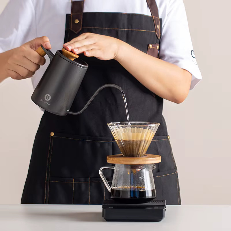 SearchPean Kaffeekanne mit Schwanenhals zum Übergießen, 600 ml, Schwarz - Bild 2