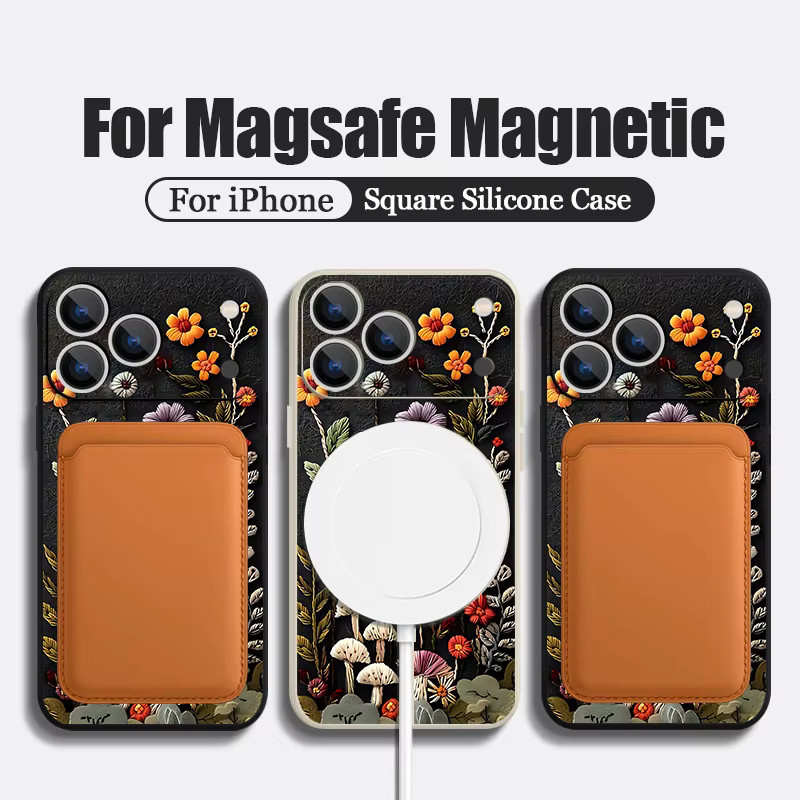 YISHANGOU Handyhülle mit Blumenmuster für iPhone 17e 16E 17 Pro 16 15 14 13 12 Pro Max 11, Stoßfeste TPU Schutzhülle mit MagSafe-Kompatibilität, Schwarz - Bild 3