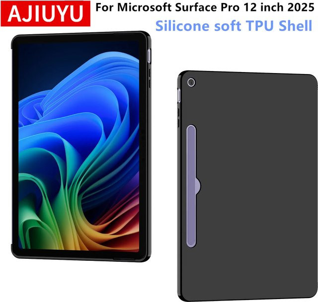 AJIUYU Silikon TPU Schutzhülle für Microsoft Surface Pro 12 Zoll 2025 in Schwarz - Bild 1