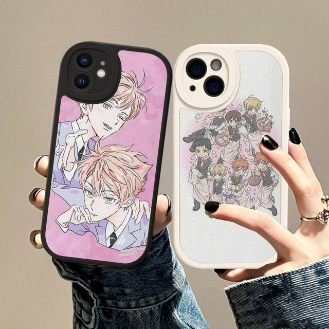 Stoßfeste Lederhülle für iPhone 11 bis 16 Pro Max Plus im Anime Ouran High School Host Club Design in Multicolour - Bild 1