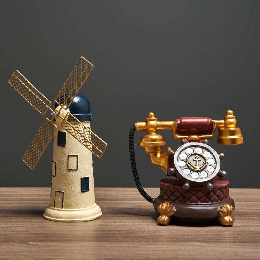 Windmühlen-Figur von Yiran Furniture im antiken Design aus Harz als dekorative Statue für dein Zuhause - Bild 1