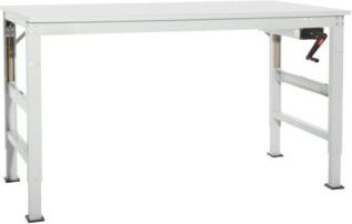 Manuflex Arbeitstisch Ergo K mit Kurbel, höhenverstellbar, Kunststoffplatte, Lichtgrau, B: 175 cm, T: 80 cm, H: 45 cm bis 125 cm - Bild 1