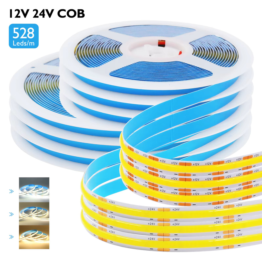 XUNATA COB LED Strip mit 528 LEDs/m, flexibles CCT LED Tape Light in Weiß, 12V Linear Light für den Innenbereich - Bild 3