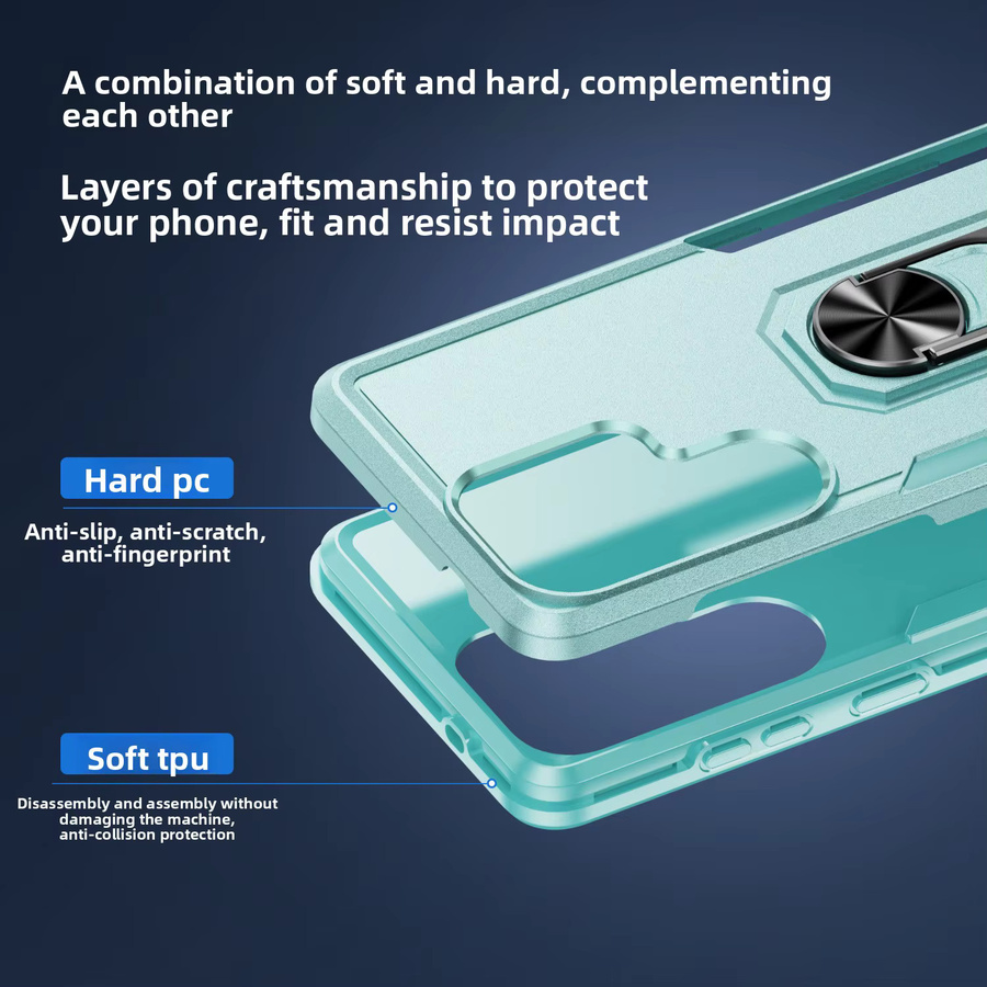 Robuste 2-in-1 Rüstungshülle für Samsung Galaxy S26 Ultra, S25, S23, S22, S21 FE Plus mit magnetischem Ringständer in Grün, Militärstandard Anti-Drop Schutzhülle - Bild 4