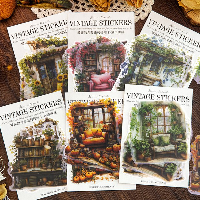 10 Stück Vintage Haus Aufkleber aus PET für Scrapbooking und Junk Journal in Multicolour - Bild 1