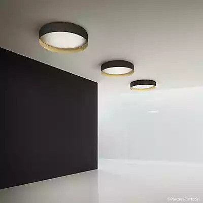 Panzeri Ginevra LED Deckenleuchte in Schwarz und Gold mit warmweißem Licht, Durchmesser: 50 cm - Bild 1