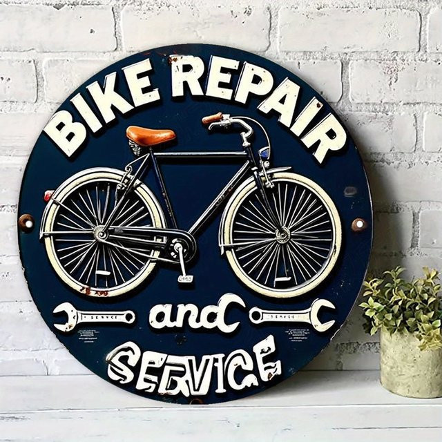 Rundes Metallschild Potdemiel Vintage Cycling Dream aus Aluminium für die Wandgestaltung, Durchmesser: 20 cm - Bild 1