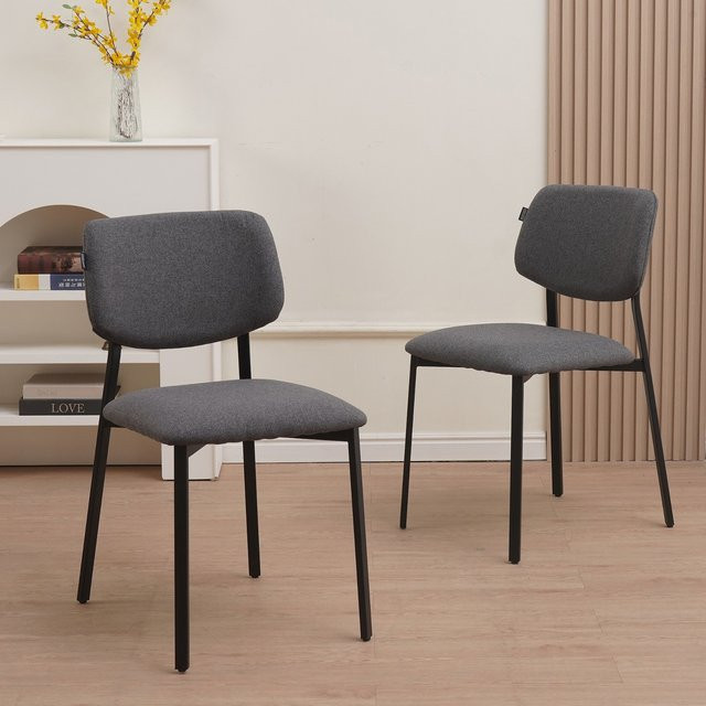 Ravino Designerstuhl A21 4er Set Esszimmerstühle mit Stoffbezug und Polsterung in Grau - Bild 1