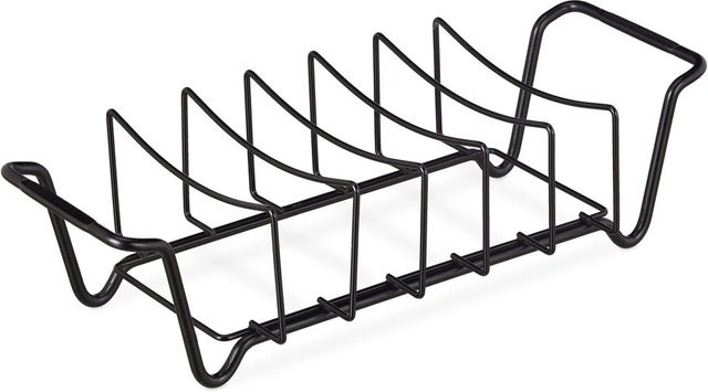 Relaxdays 2in1 Rippchenhalter aus Carbonstahl in Schwarz, B/T/H: 44,5 x 11,5 x 18,5 cm - Bild 1