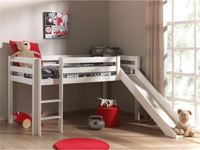 Vipack Spielbett Pino für Kinder aus massiver Kiefer mit Rutsche und Treppe, weiß lackiert - Bild 1
