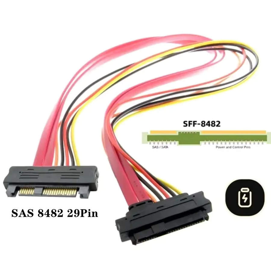 SFF-8482 SAS 29-Pin Stecker-zu-Buchse Verlängerungskabel für Server-Festplatten-Backplanes, SAS auf SATA 22-Pin Adapterkabel - Bild 2