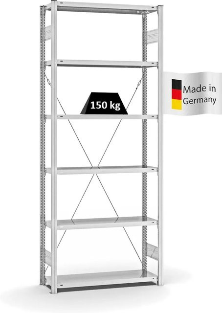 PROREGAL Fachbodenregal Stecksystem T-Profil Light-Duty in Lichtgrau mit 6 Ebenen, H x B x T: 250 x 100 x 30 cm - Bild 1