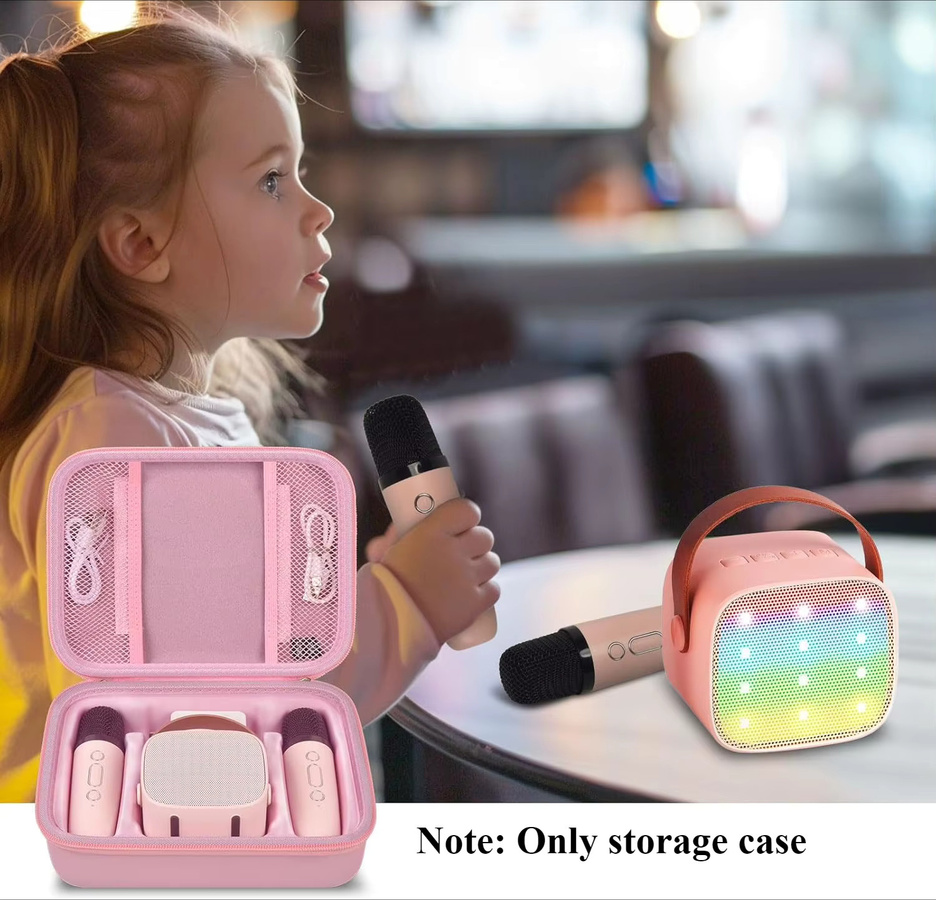 Kinder Mini Karaoke Maschine mit 2 kabellosen Mikrofonen und Bluetooth in Pink - Bild 2
