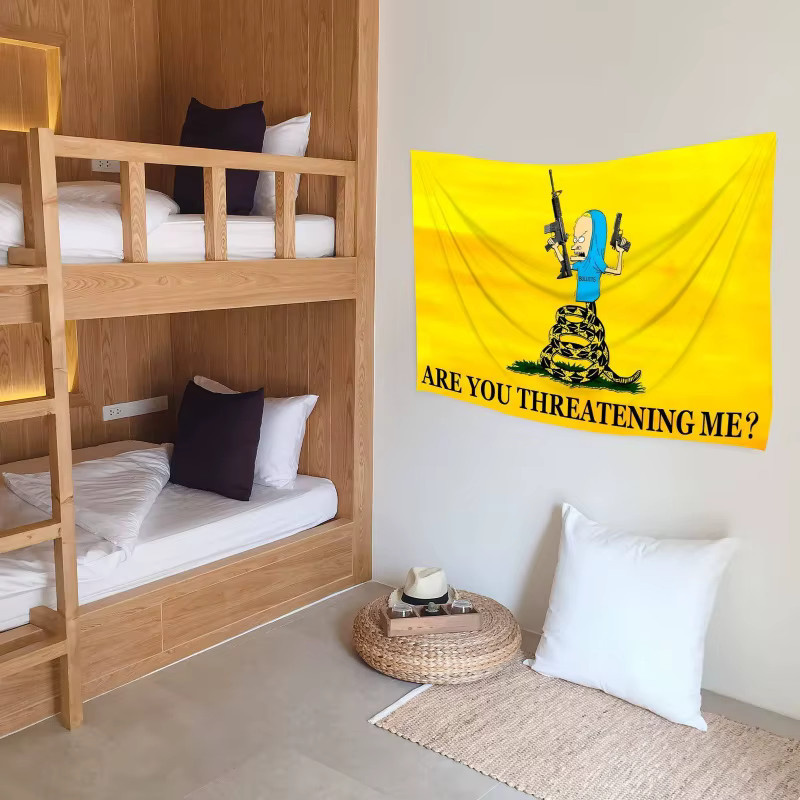 VIKAMA Wandteppich mit lustigem Cartoon-Schlangen-Motiv Are You Threatening Me in Gelb, Breite: 60 cm, Höhe: 60 cm - Bild 3