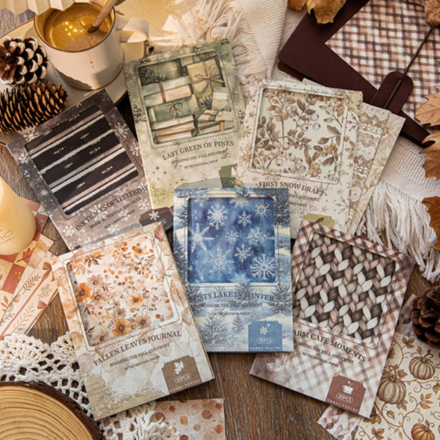 Mr. Paper Kraftpapier Bastelpapier Wanderlust Series Herbst-Winter 3er-Pack für Scrapbooking und Collage in Braun und Multicolour - Bild 1