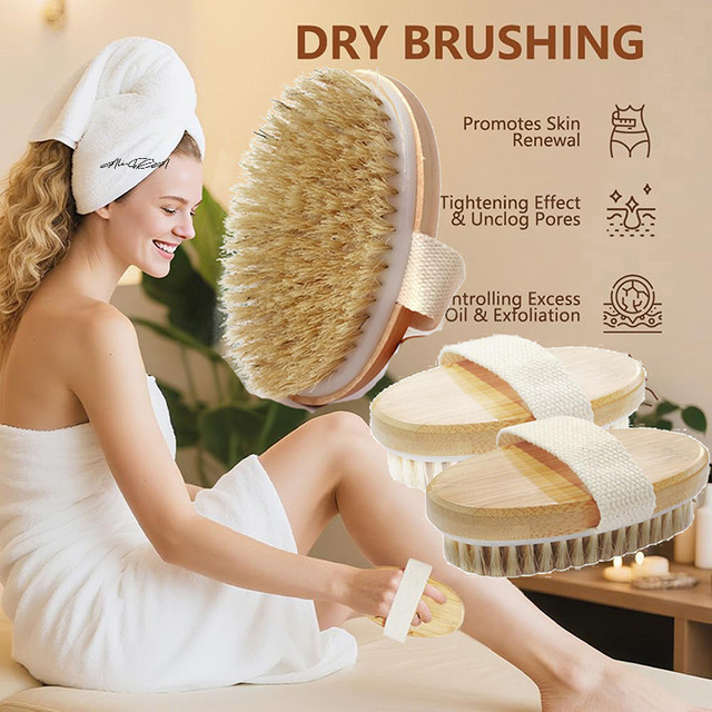 Körperbürste mit Naturborsten, Peeling-Bademassagegerät - Bild 1