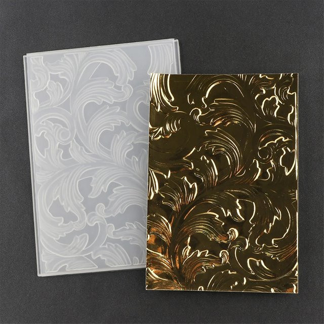 3D-geprägter Sammelordner mit orientalischen Rankenmustern und Rokoko-Kurven in Gold aus Kunststoff - Bild 1