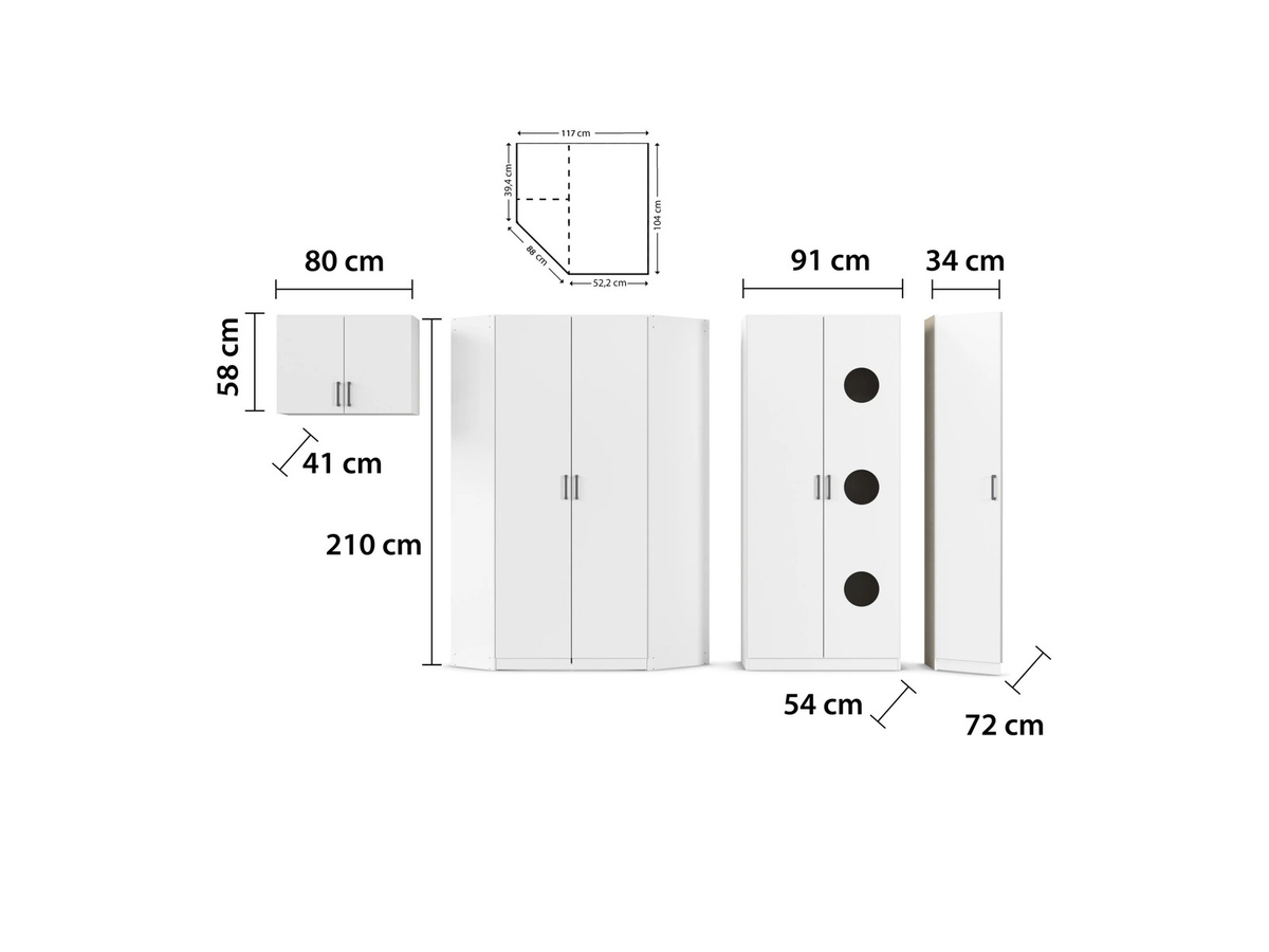 RAUCH BLUE Allrounder Wäscheschrank mit 2 Türen in Alpinweiß, B/T/H: 54,0 x 54,0 x 210,0 cm - Bild 2