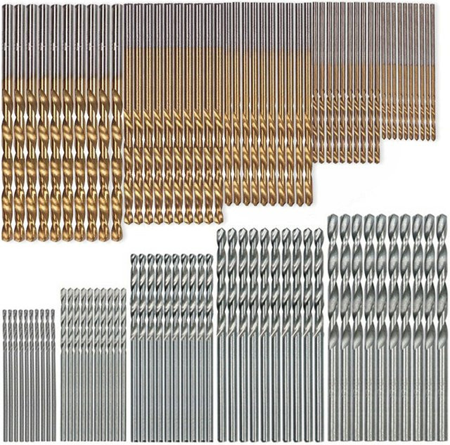 50er Set LouCnloin Titanbeschichtete HSS Bohrer aus Schnellarbeitsstahl in Silber für Holz, Kunststoff und Aluminium, Durchmesser: 1 mm bis 3 mm - Bild 1