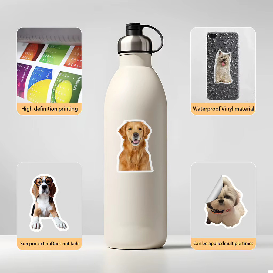 50 Stück Welpen-Emoji-Graffiti-Aufkleber in Multicolour von Anime Worlds Store – wasserfeste Cartoon-DIY-Dekoration für Wasserbecher und Telefon - Bild 4