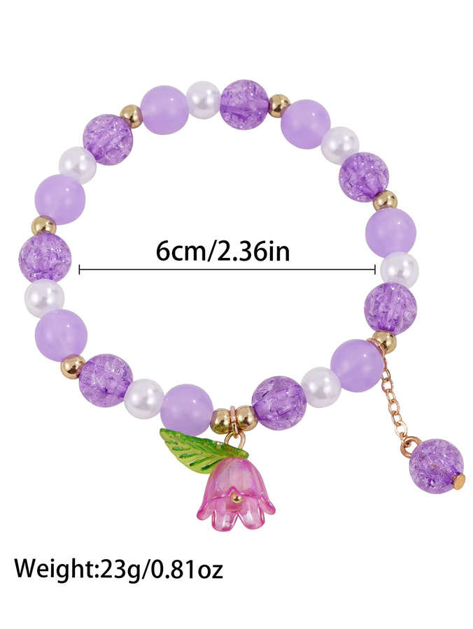 qpeach Armband-Set, Bunte Perlen, Blumenanhänger, Kinder - Bild 2