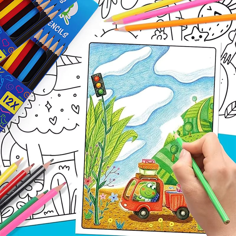 12 Stück Buntstifte in Multicolour mit weichem Pigmentkern zum Skizzieren und Zeichnen für Erwachsene und Kinder - Bild 4