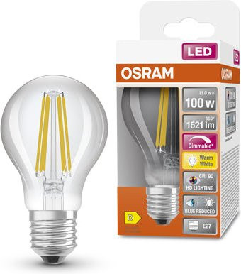 Osram LED Superstar+ Filament Lampe E27 dimmbar, 11W, Warmweiß, 100W Ersatz, CRI90 - Bild 1