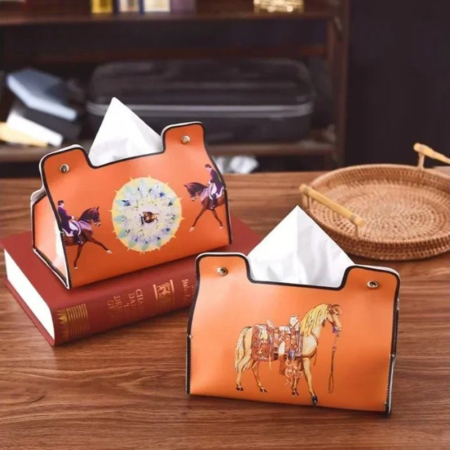 CZSAE Tissue Box aus Leder in Orange für Auto und Wohnzimmer - Bild 1