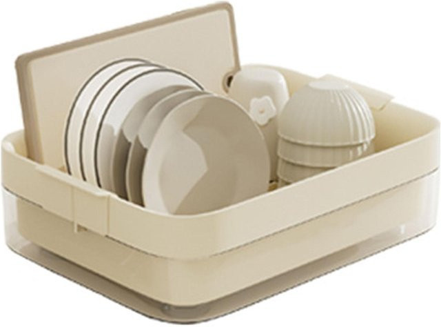 Multifunktionales Geschirrabtropfgestell von CosyHome mit Abtropffunktion in Beige - Bild 1