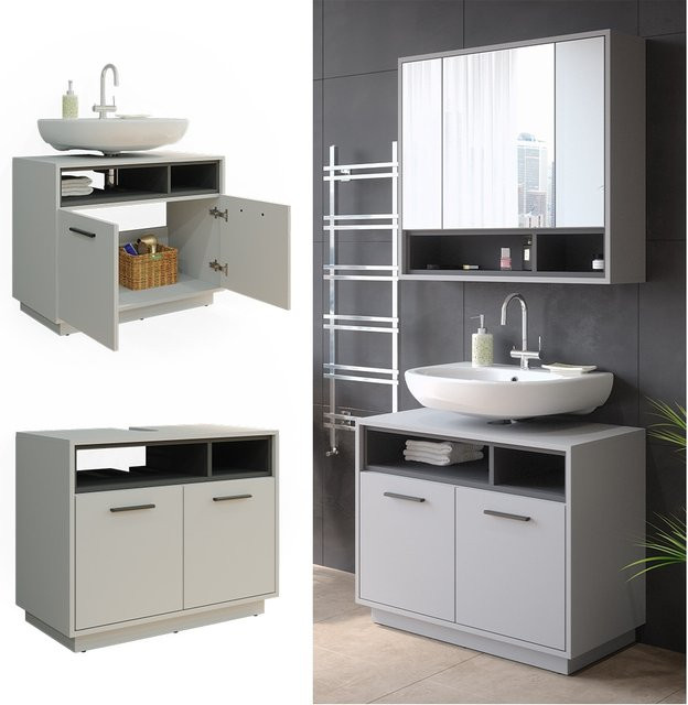Vicco Waschtischunterschrank Beatrice Badkommode modern in Grau Anthrazit B: 80 cm, T: 64 cm, H: 24 cm - Bild 1