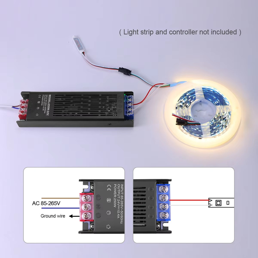 Ultradünner LED-Streifentransformator mit Aluminiumgehäuse als Netzteil für AC110V/220V zu DC12V/24V mit 60W - Bild 6