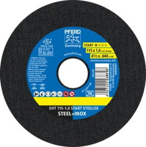 PFERD START STEELOX Trennscheibe EHT für Stahl und Edelstahl, Farbe: Schwarz, Durchmesser: 115 mm, Breite: 1,0 mm, Bohrung: 22,23 mm - Bild 1