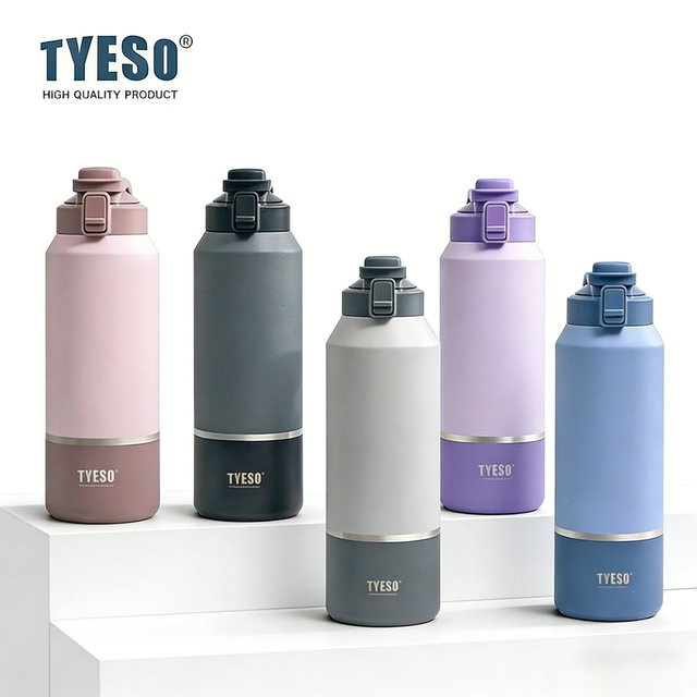 Tyeso Vakuumflasche mit Griff und auslaufsicherem Flip-Deckel, 2000 ml, Lila - Bild 1
