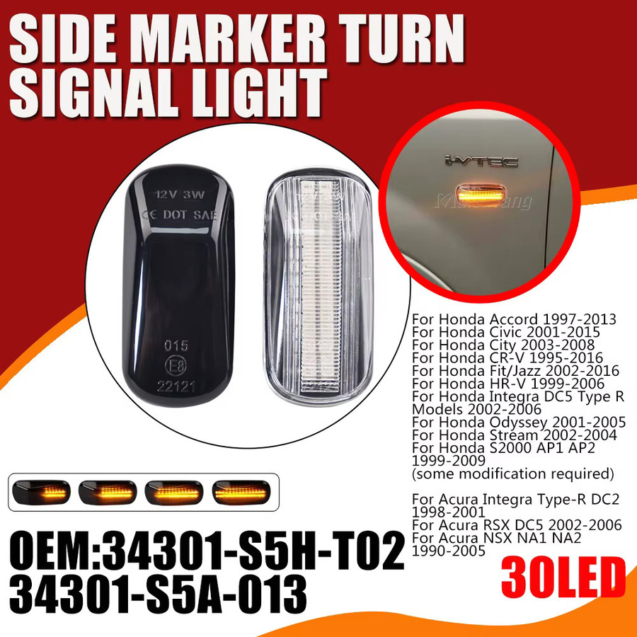 Malcayang LED Seitenmarkierungsleuchten Blinker für Honda Accord, Civic, City, CR-V und Jazz - Bild 2