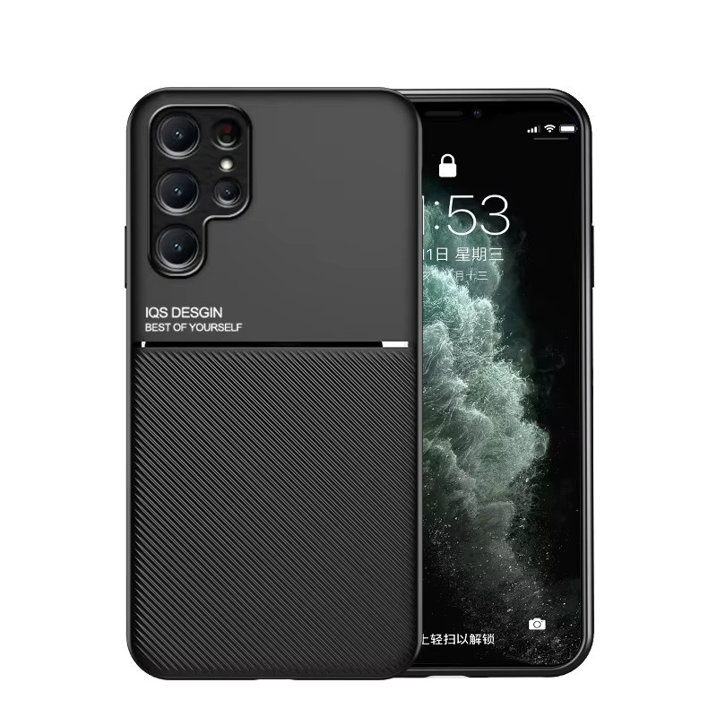 Stoßfeste Magnetische Autotelefonhülle für Samsung Galaxy S25 Ultra S24 S23 S22 S21 S20 Note 20 10 9 in Schwarz mit integrierter Metallabdeckung - Bild 3