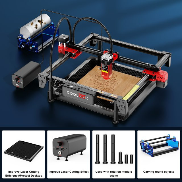 Coolook CK1-55 Laser Gravurmaschine mit 90W Laser, WiFi-Steuerung zum Gravieren und Schneiden von Metall, MDF und Acryl - Bild 1