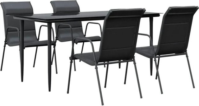 vidaXL 5-teilige Garten-Essgruppe aus Stahl und Textilene in Schwarz mit Glastisch - Bild 1