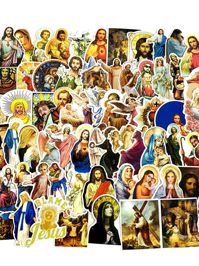 68 Stück Jesus Christian Religion Aufkleber Multicolor wasserfest für Laptop Auto und Gepäck von GOGOTU - Bild 6