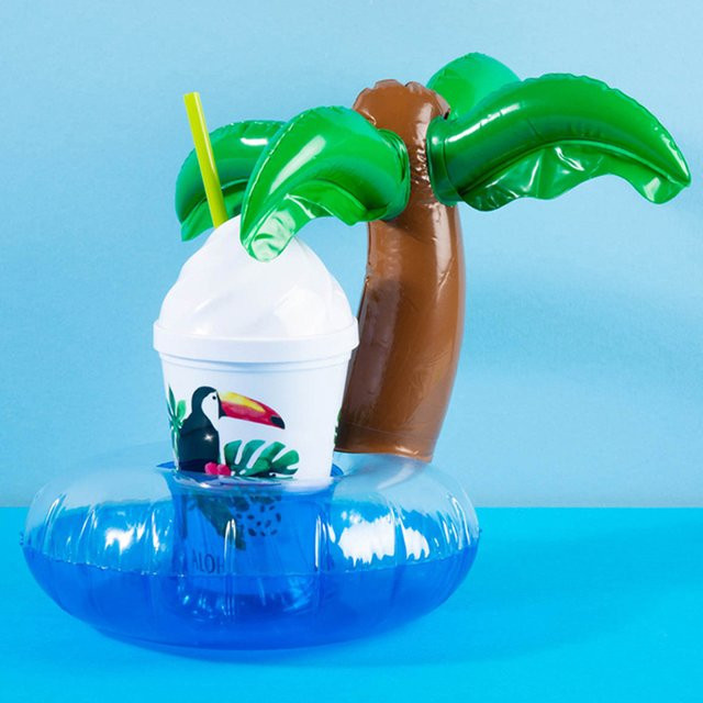 APWIKOGER Aufblasbarer Kokosnuss Baum Getränkebecher Standhalter, schwimmendes Spielzeug - Bild 1