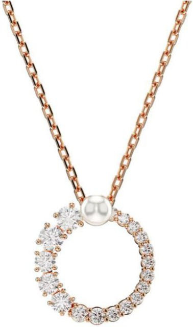 Swarovski Halskette, Roségold, Zirkonia, Kristall, Perle, Damen - Bild 1