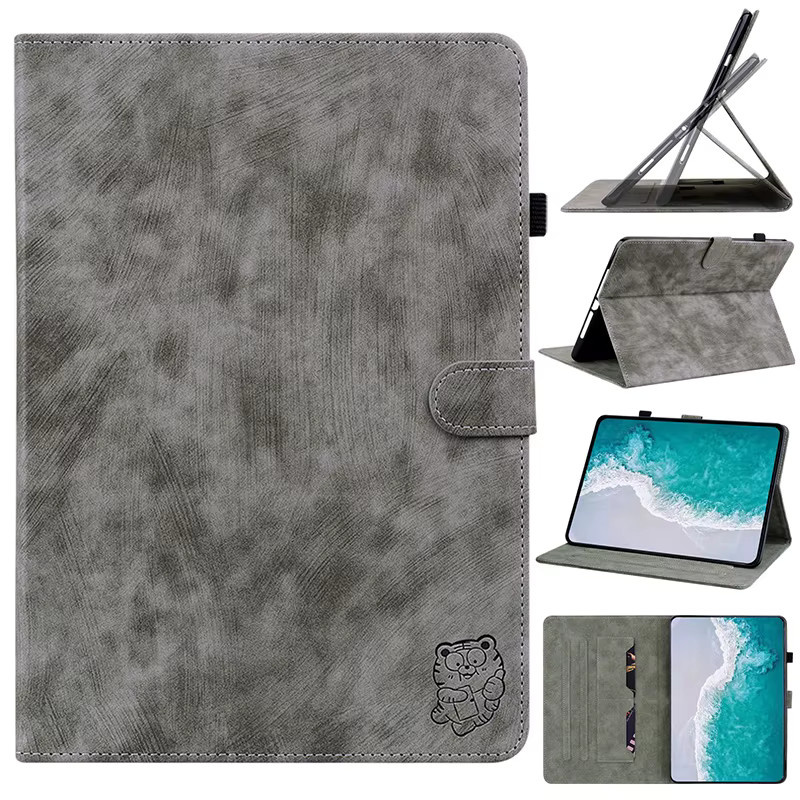 Samsung Ledertasche Hülle für Galaxy Tab A11 A9 Plus S5e A8 A7 Lite in Grün und Grau - Bild 1