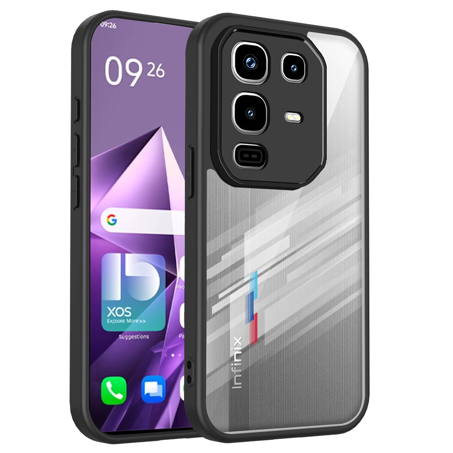 Infinix Note 50 4G Pro 50X Schutzhülle mit transparenter matter Rückseite und Luftpolster-Stoßfänger in Transparent und Purple - Bild 2