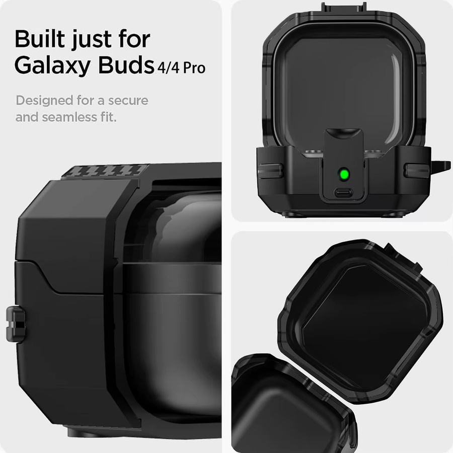 Samsung Galaxy Buds 4 / Buds 4 Pro Schutzhülle mit Carbonfaser-Textur und Reinigungsset, Schwarz - Bild 5