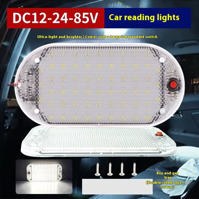 ESHYLALA LED Innenraumbeleuchtung für Auto und Wohnmobil, weiße Deckenlampe zur Leselicht-Nutzung, 12V-85V Universal Dachleuchte - Bild 2