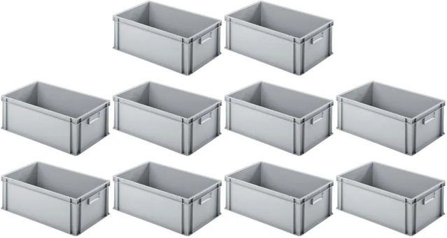 PROREGAL SparSet 10x Eurobox Transportboxen mit geschlossenem Griff, Grau, H x B x T: 22 x 40 x 60 cm - Bild 1