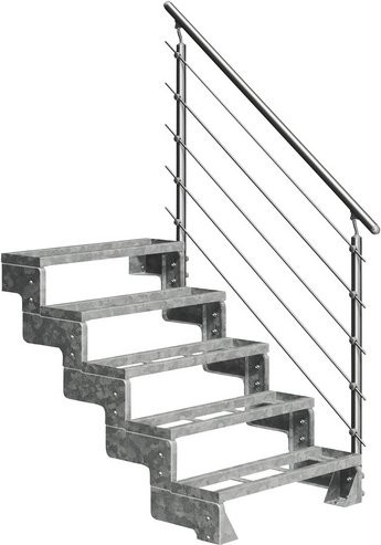 Dolle Außentreppe Gardentop aus Stahl mit 5 Einlegestufen in Silber, Geschosshöhe: 90 cm - Bild 1