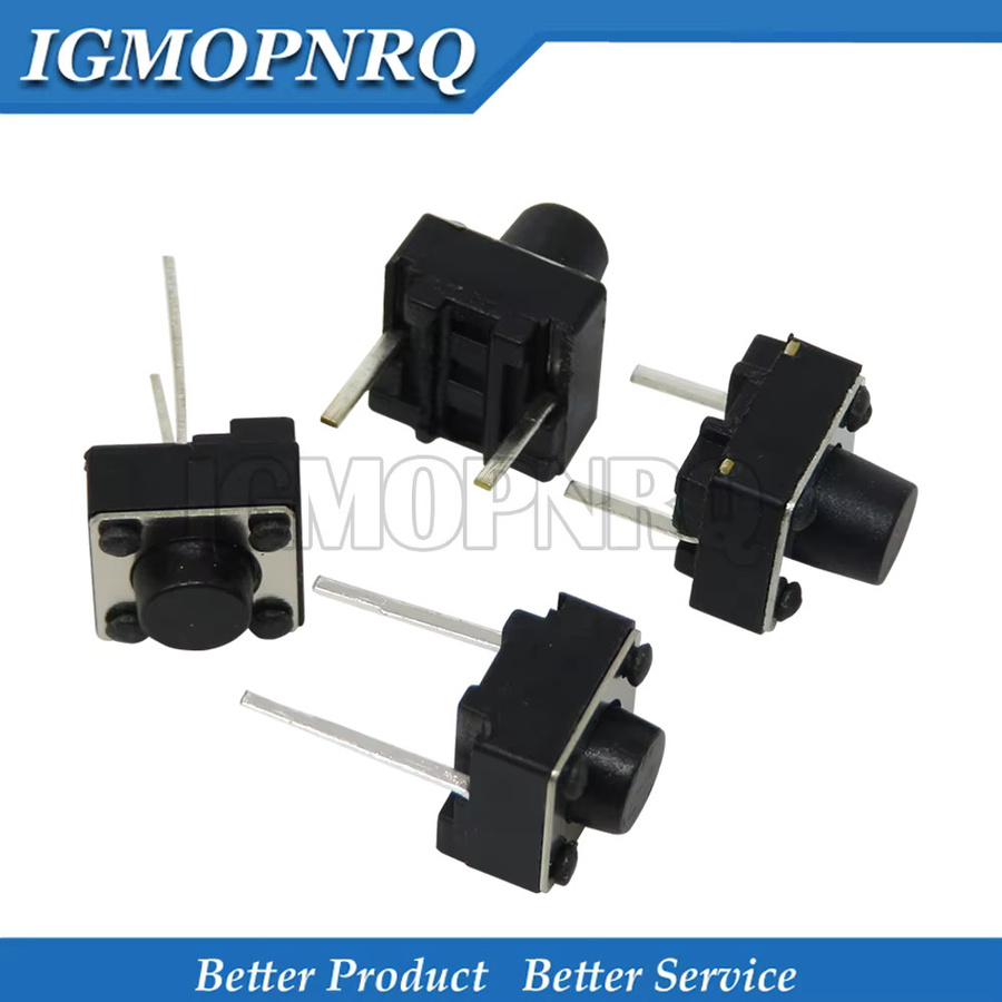 pumuddsy Tactile Push Button Switch 2PIN Micro Schalter, Farbe: Schwarz, B/T/H: 6 x 6 x 4,3 mm bis 7 mm - Bild 2
