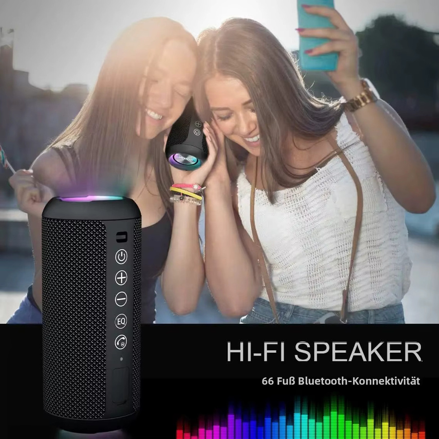 Ortizan X10 Tragbarer Bluetooth-Lautsprecher in Schwarz mit IPX7 Wasserdichtigkeit und TWS-Kopplung - Bild 4